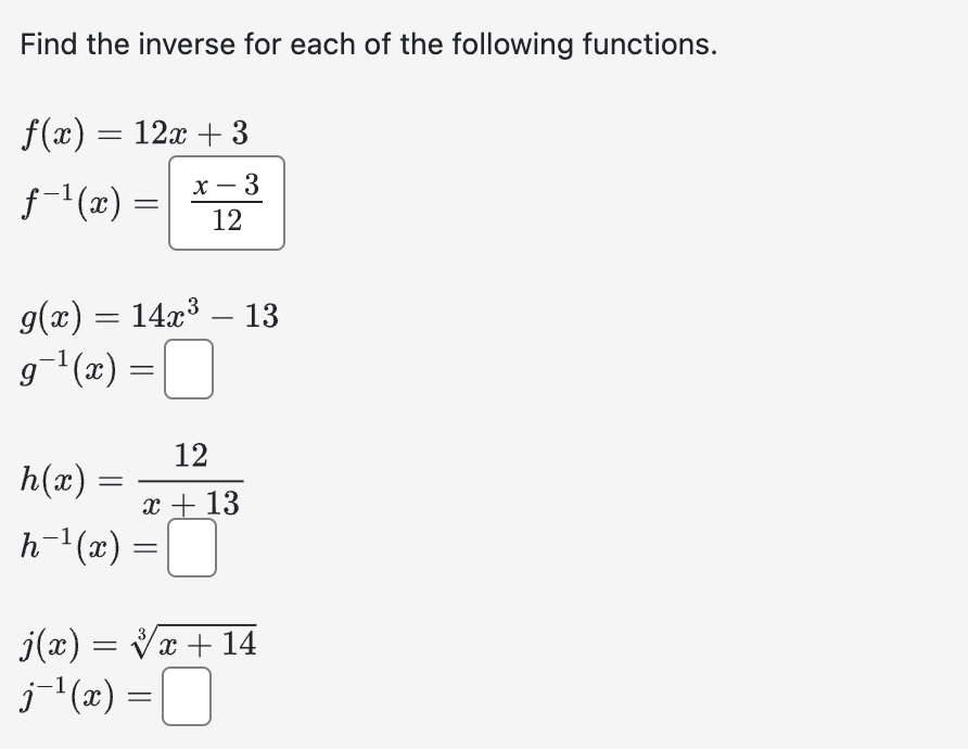 Solved Find The Inverse For Each Of The Following | Chegg.com