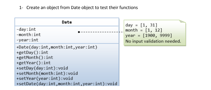 Solved 1- Create an object from Date object to test their | Chegg.com