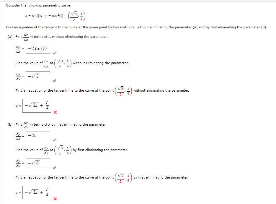 Solved Consider The Following Parametric Curve. | Chegg.com