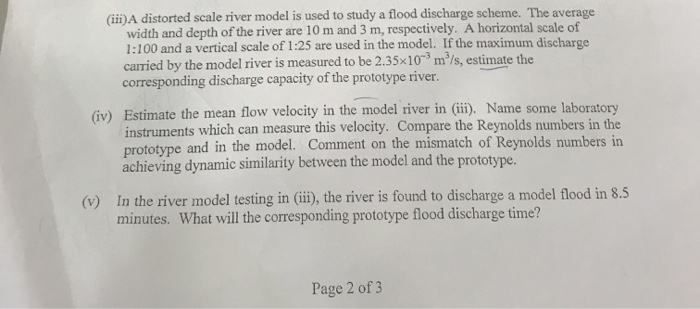 Solved (iii)A distorted scale river model is used to study a | Chegg.com