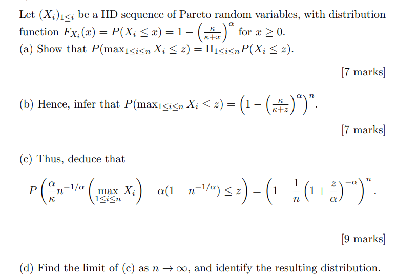 Solved Pareto random variables and their probabilities. I am | Chegg.com