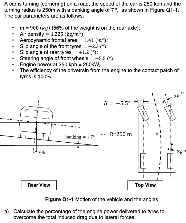 Solved A car is turning (cornering) on a road, the speed of