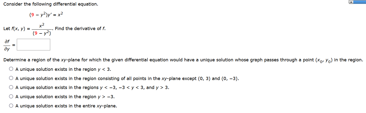 Solved Consider the following differential equation. | Chegg.com