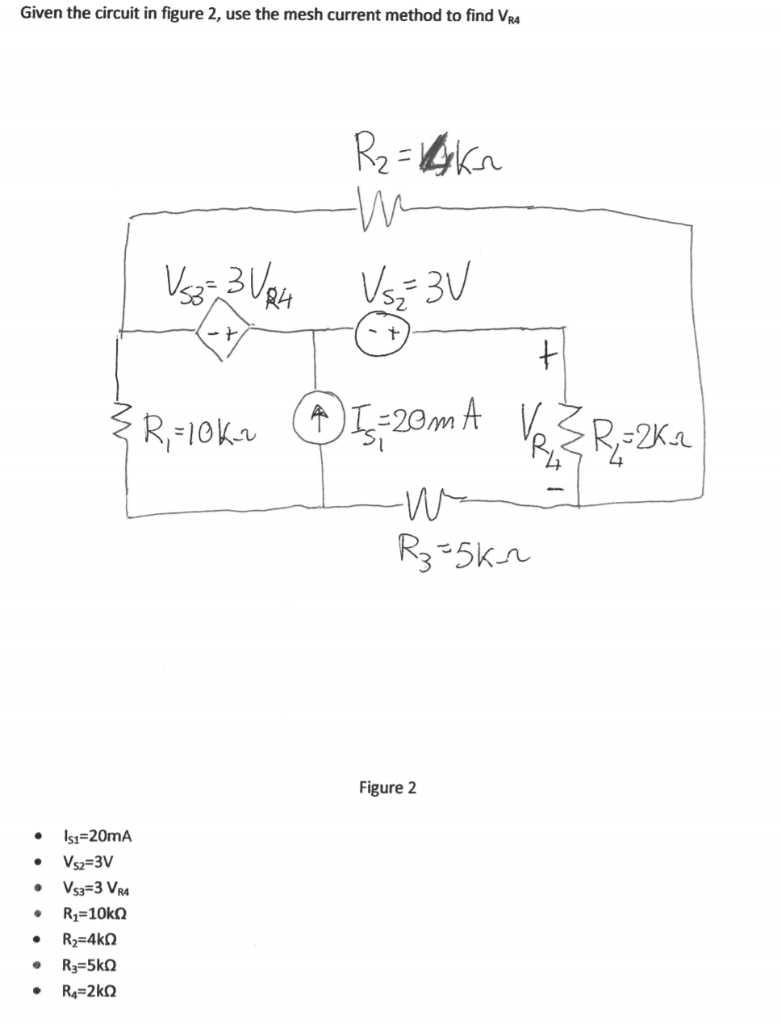 Solved Given the circuit in figure 2, use the mesh current | Chegg.com