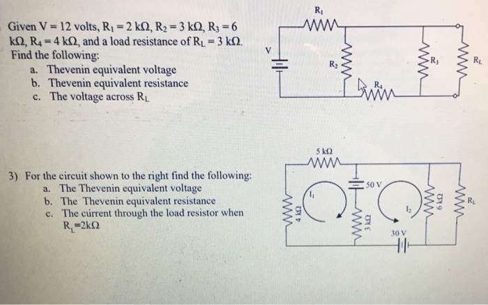 Solved Ri Given V- 12 volts, Ri-2 kQ, R2 3 kQ, R3 6 kQ, R4-4 | Chegg.com