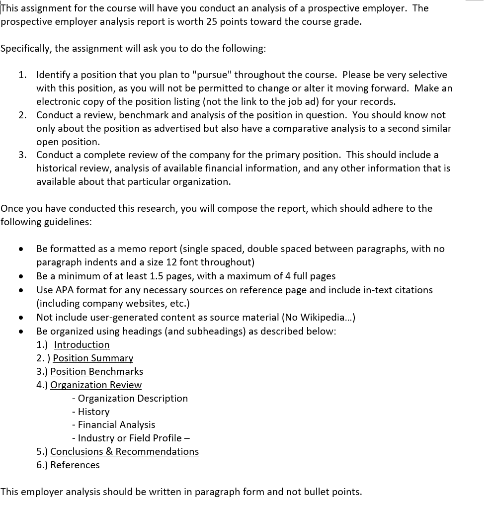This assignment for the course will have you conduct | Chegg.com