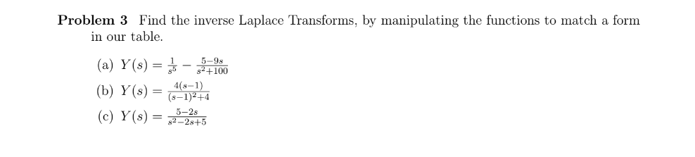 Solved Problem 3 Find The Inverse Laplace Transforms By