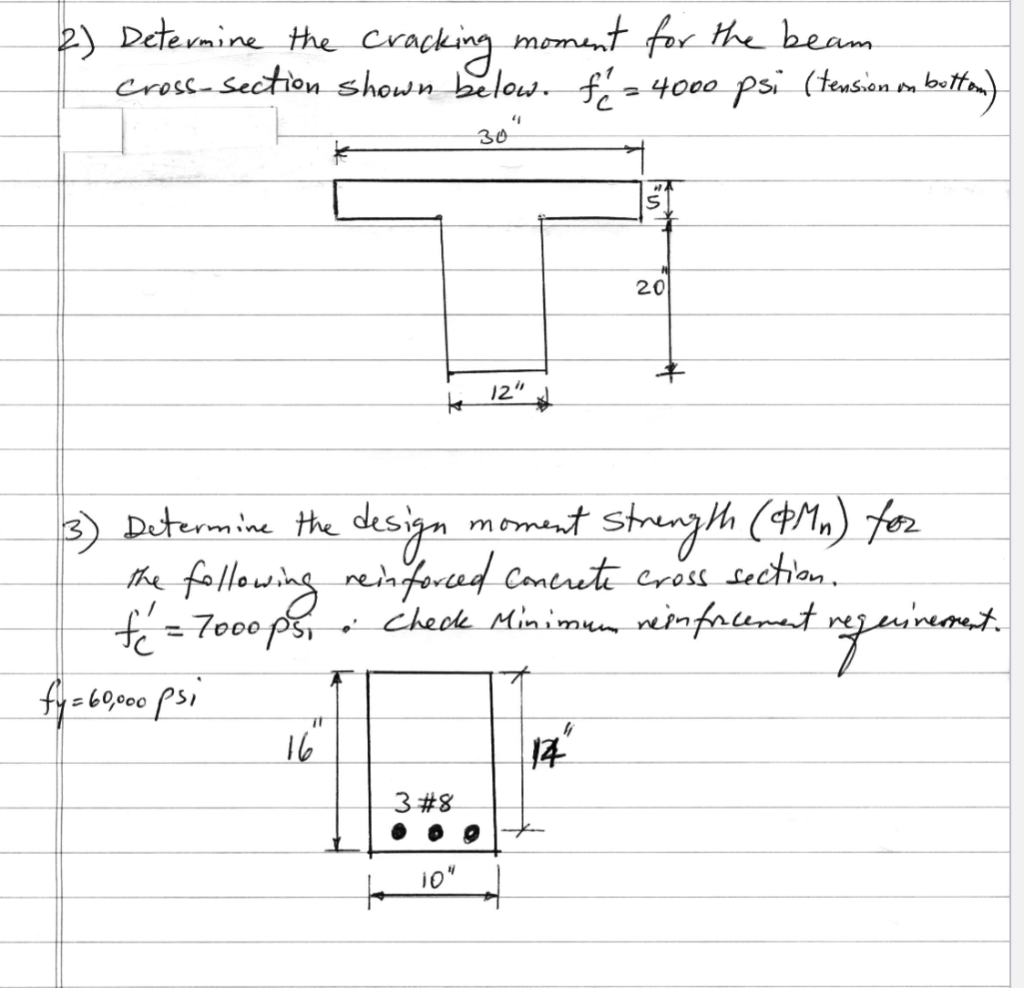 Solved 2) Determine The Cracking Moment For The Beam | Chegg.com