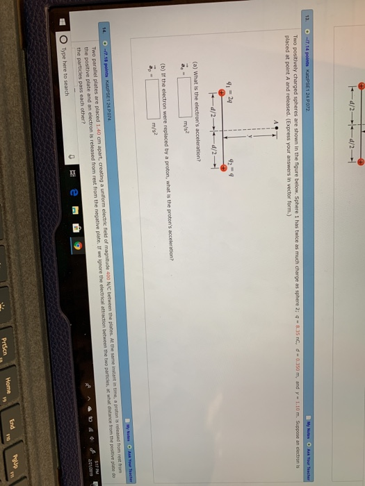 Solved -7.14 Points Two Positively Charged Spheres Are Shown | Chegg.com