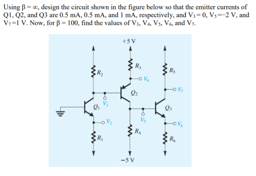 Solved Using β=∞, design the circuit shown in the figure | Chegg.com