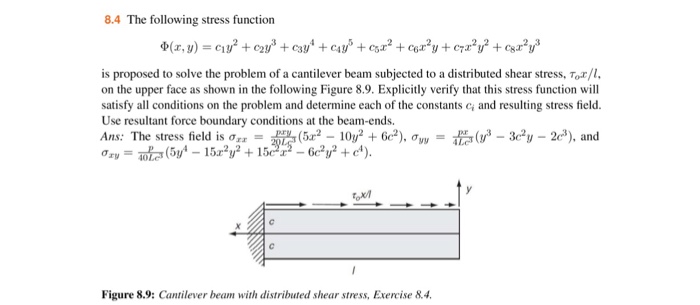 Solved The following stress function Phi (x, y) = c_1 y^2 + | Chegg.com