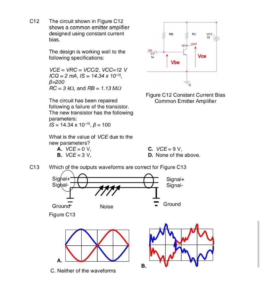 Solved C12 The circuit shown in Figure C12 shows a common | Chegg.com