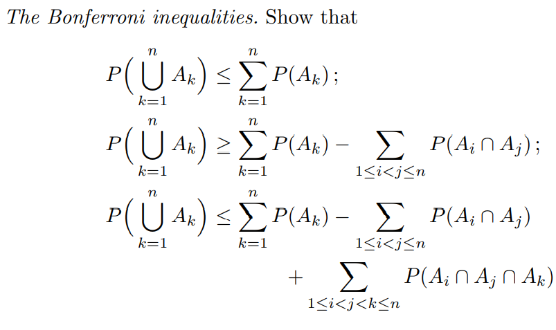 Solved The Bonferroni inequalities. Show that | Chegg.com