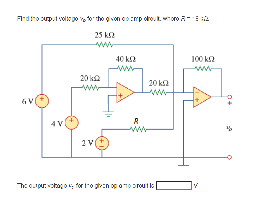 Solved Find The Output Voltage Vo For The Given Op Amp | Chegg.com