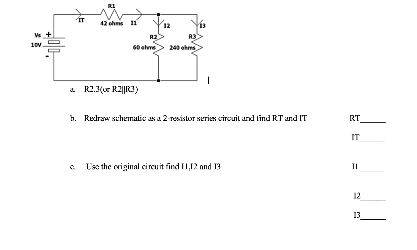 Solved b. Redraw schematic as a 2-resistor series circuit | Chegg.com