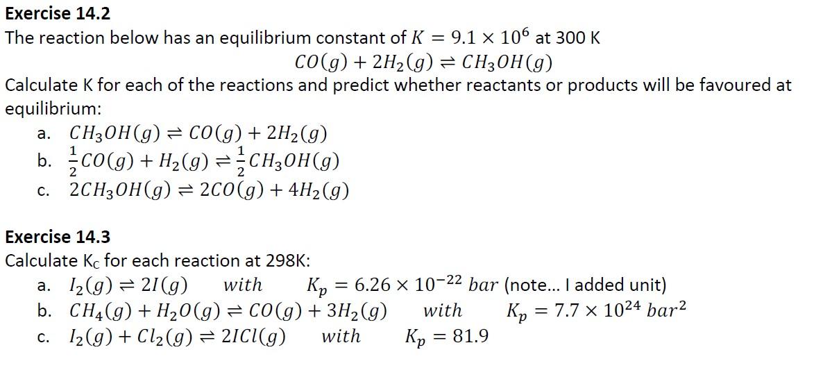 Solved The Reaction Below Has An Equilibrium Constant Of Chegg Com