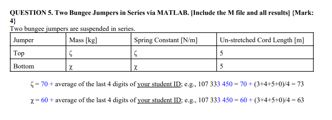 Solved Question 5 Two Bungee Jumpers In Series Via Matla Chegg Com