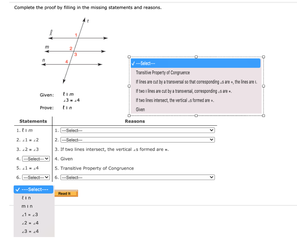 Solved Complete The Proof By Filling In The Missing | Chegg.com