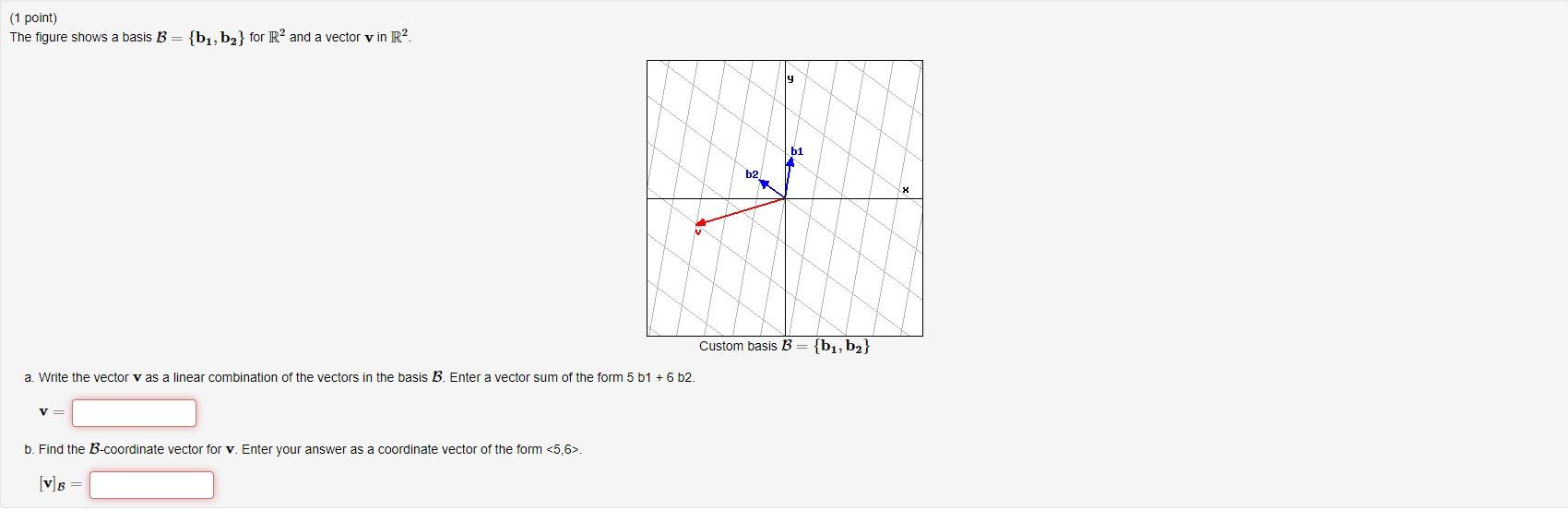 Solved (1 Point) The Figure Shows A Basis B={b1,b2} For R2 | Chegg.com