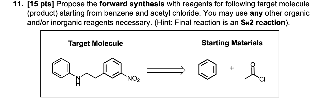 Solved 11. [15 pts] Propose the forward synthesis with | Chegg.com