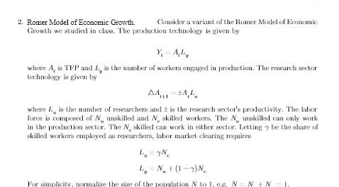 Solved Romer Model of Economic Growth.Consider a variant of