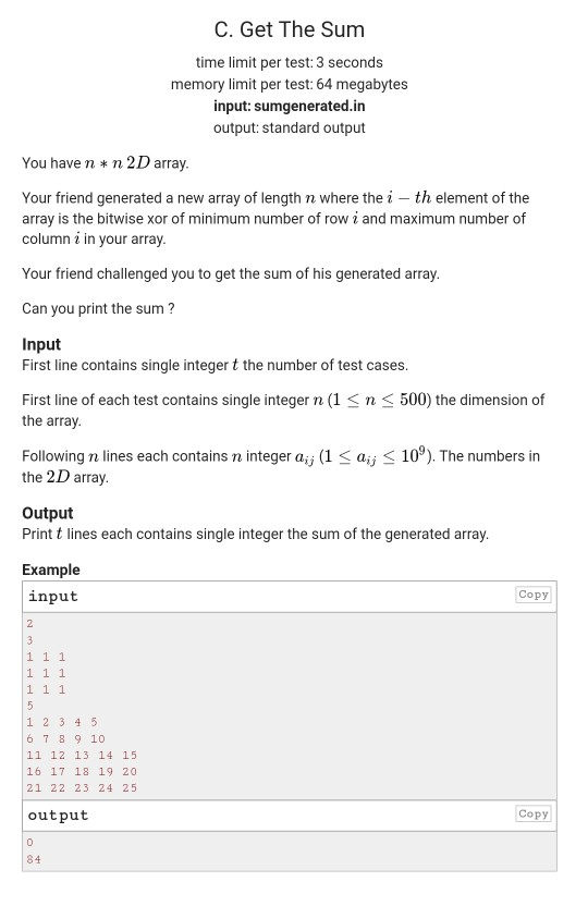 Solved C. Get The Sum time limit per test: 3 seconds memory | Chegg.com