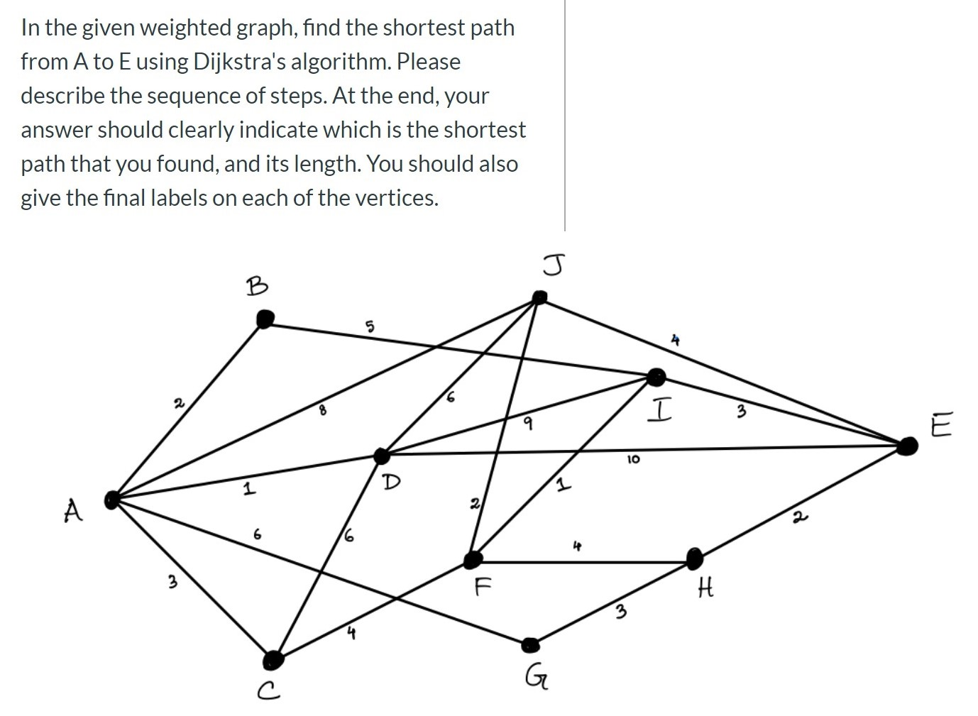 Solved In the given weighted graph, find the shortest path | Chegg.com