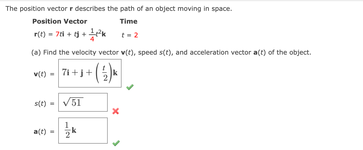 Solved The position vector r describes the path of an object | Chegg.com