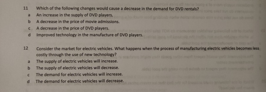 Solved 11 a b C d Which of the following changes would cause | Chegg.com
