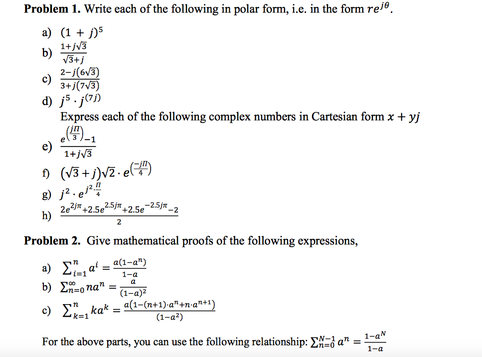 Solved Problem 1. Write each of the following in polar form, | Chegg.com