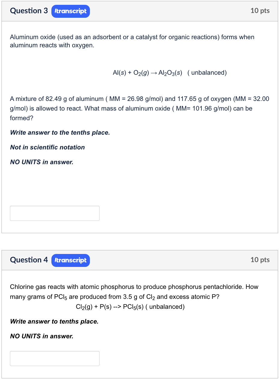 Solved Aluminum oxide (used as an adsorbent or a catalyst
