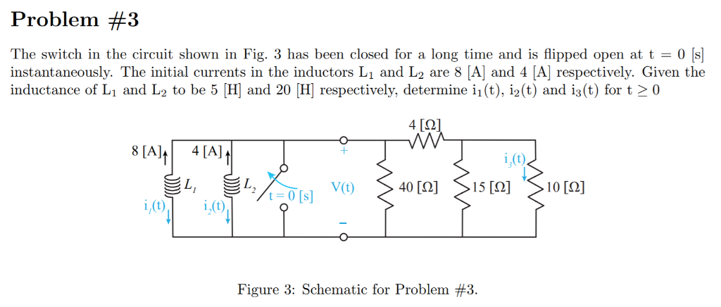 Solved Problem #3 The switch in the circuit shown in Fig. 3 | Chegg.com