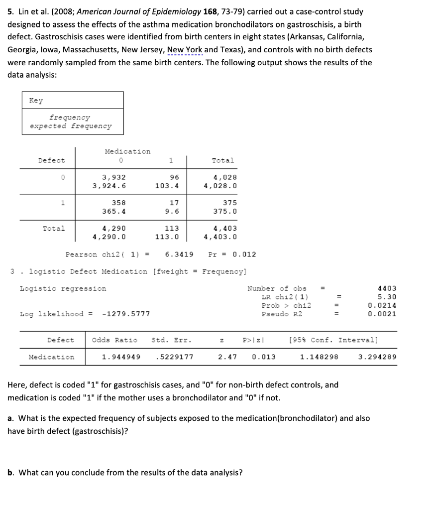 Solved 5. Lin et al. (2008; American Journal of Epidemiology | Chegg.com Solved 5. Lin et al. (2008; American Journal of Epidemiology | Chegg.com