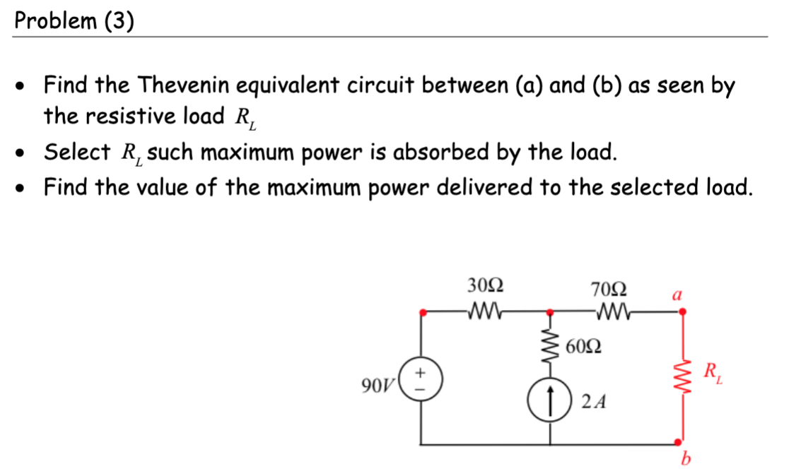 Solved Problem (3) • Find the Thevenin equivalent circuit | Chegg.com