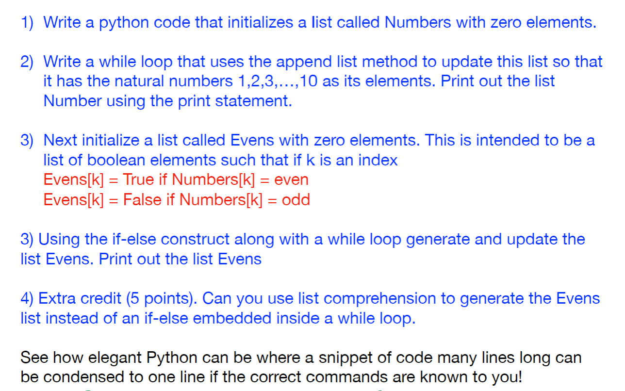 Solved 1) Write A Python Code That Initializes A List Called | Chegg.Com