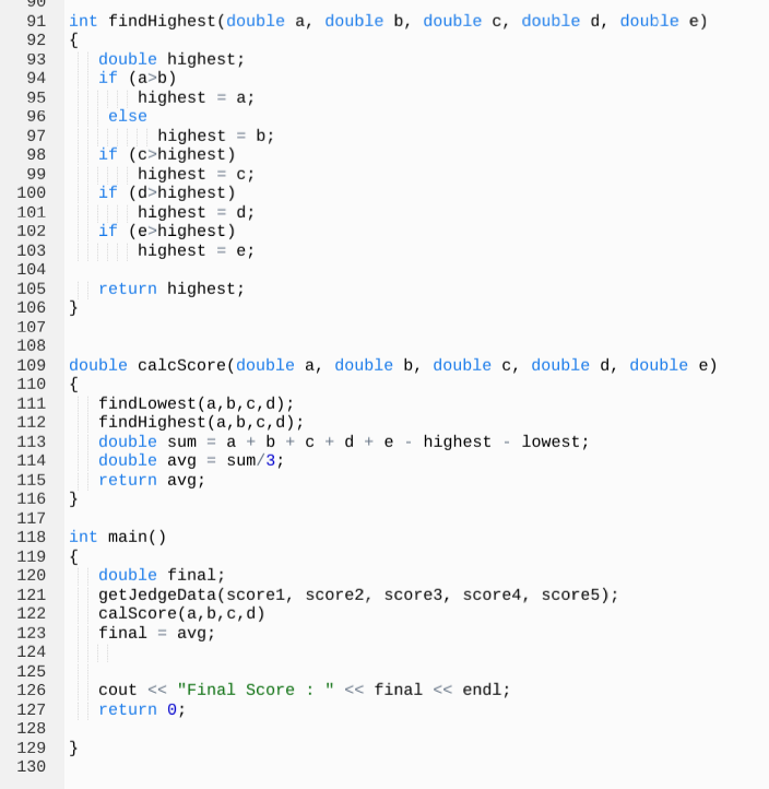 Solved [C++] Q: A particular talent competition has 5 | Chegg.com