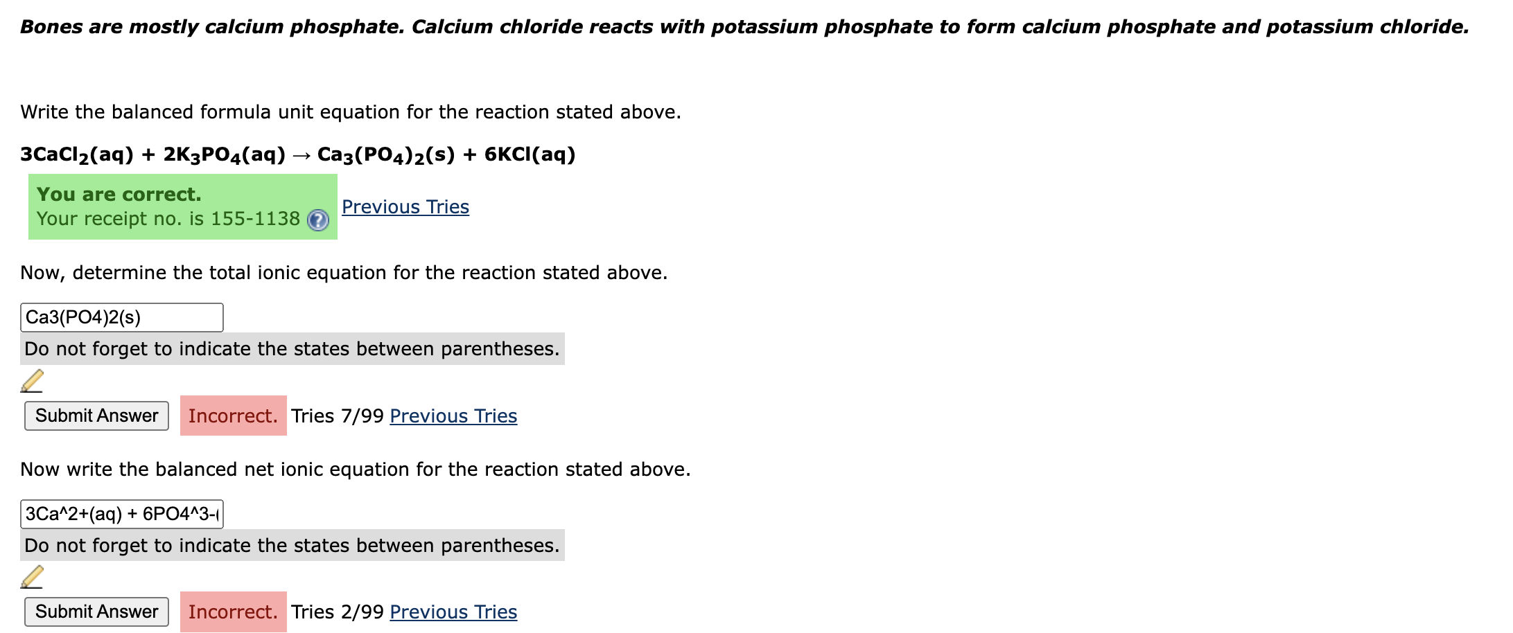 Solved Bones are mostly calcium phosphate. Calcium chloride | Chegg.com