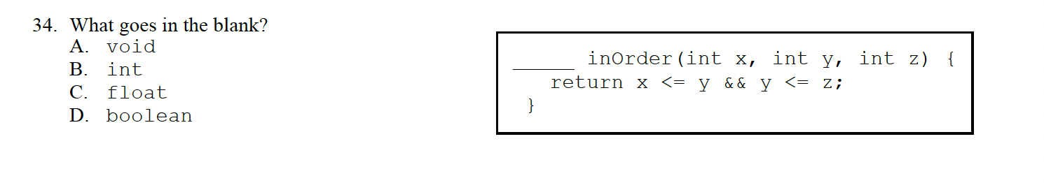 34. What Goes In The Blank? A. Void B. Int C. Float | Chegg.com