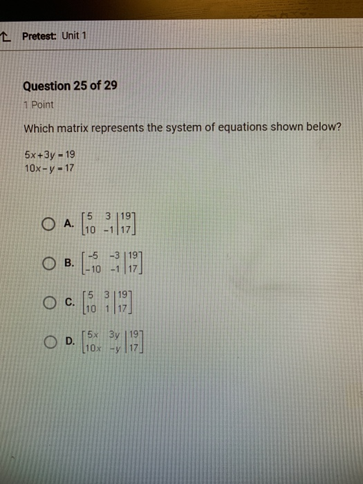 Solved Pretest Unit Question Of Point Which Chegg Com