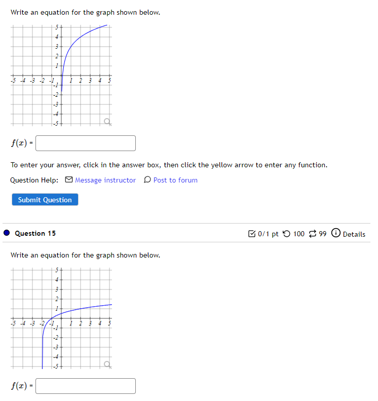 Solved Write an equation for the graph shown below. f(x)= To | Chegg.com