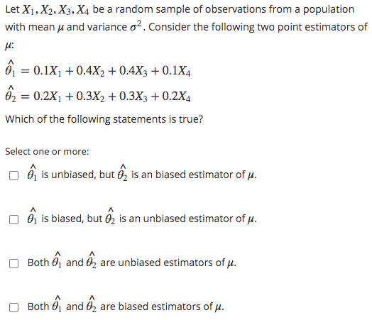 Solved Let X1 X2 X3 X4 Be A Random Sample Of Observations