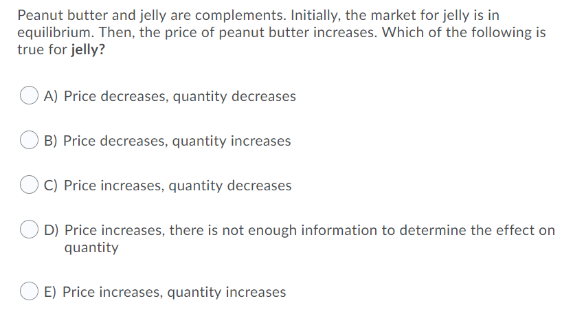 Assume Peanut Butter And Jelly Are Complements