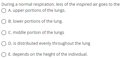 Solved During a normal respiration, less of the inspired air | Chegg.com