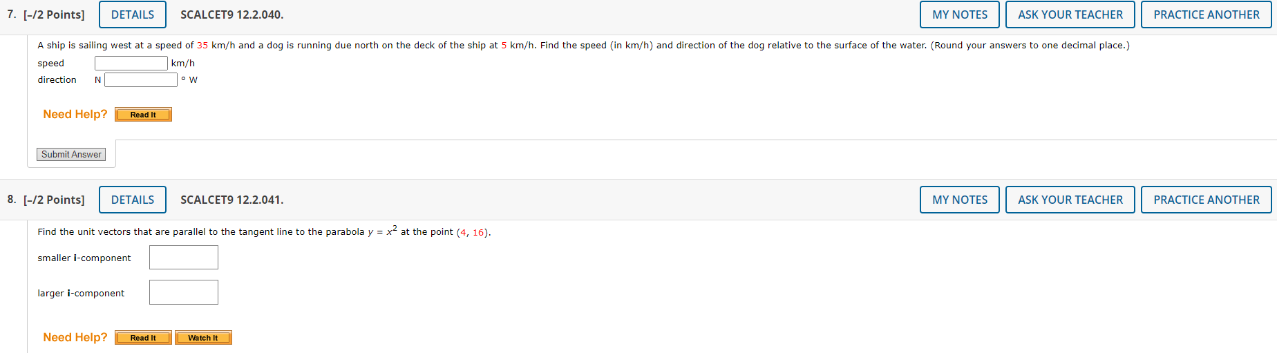 Solved MY NOTES ASK YOUR TEACHER 7. [-/2 Points] DETAILS | Chegg.com
