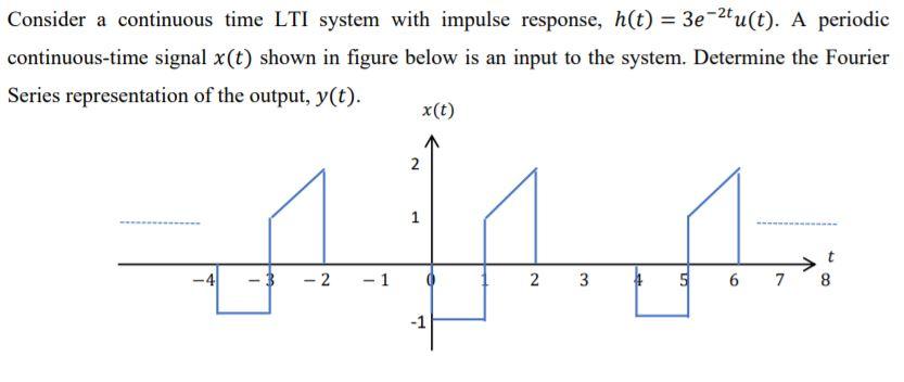 Solved = Consider a continuous time LTI system with impulse | Chegg.com