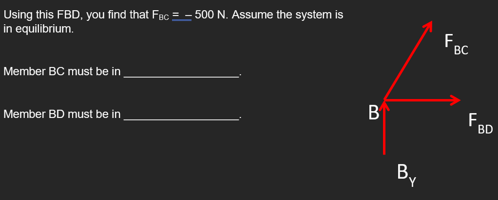 Solved 500 N. Assume the system is Using this FBD, you find | Chegg.com