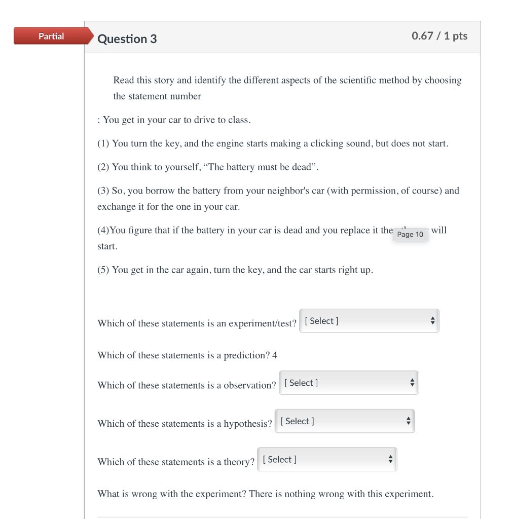 Solved Partial Question 3 0.67 / 1 pts Read this story and | Chegg.com