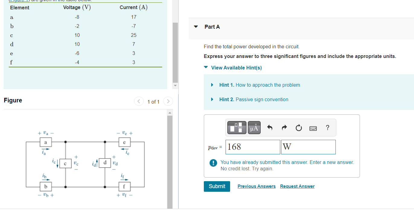  solved find the total power developed in the circuit e