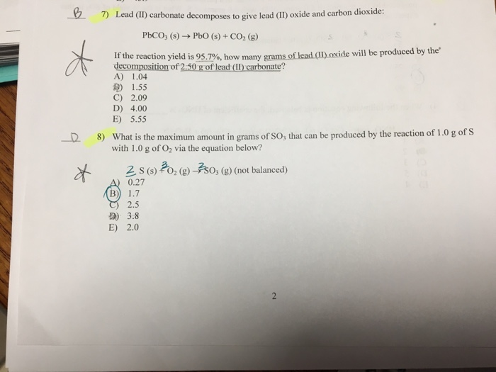 Solved 7) Lead (I ) carbonate to give lead (II)