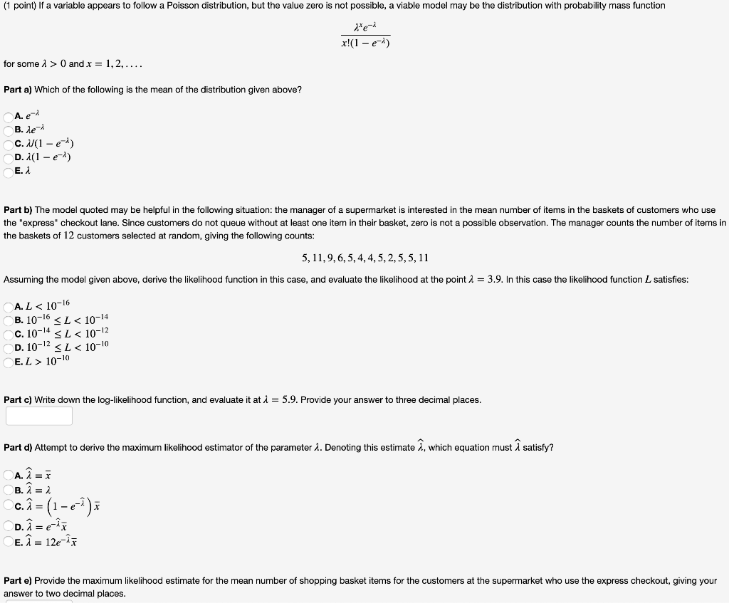 Solved 1 Point If A Variable Appears To Follow A Poisso Chegg Com